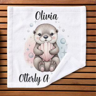 Baby Otter met Zeeschelp "Otterlijk Schattig" Washandje