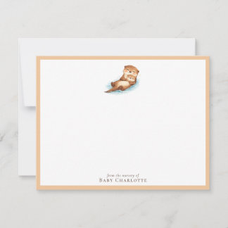 Baby Otter Nursery Note Card – Personalized Notitiekaartje