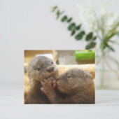 Baby otter pups briefkaart (Staand voorkant)