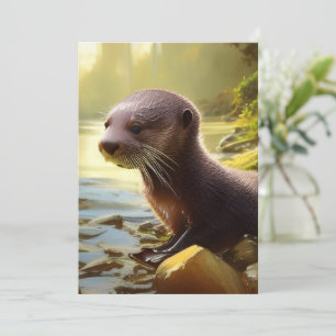 Baby Otter Wildlife Portrait Card Kaart