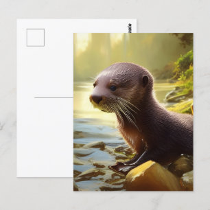 Baby Otter Wildlife Portret Briefkaart