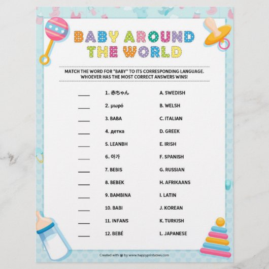 Baby over de hele wereld [Basics Blue] Briefhoofd (Voorkant)