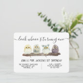 Baby Owl Birthday Party Kaart (Staand voorkant)