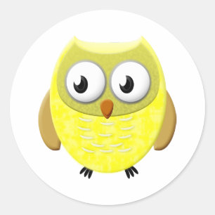Baby Owl Cartoon Ronde Sticker