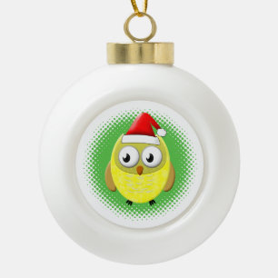 Baby Owl Cartoon Santas Pet Keramische Bal Ornament