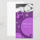 Baby Owl Faire-part (Devant / Derrière)