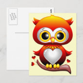 Baby Owl Love Heart Cartoon Briefkaart (Voorkant / Achterkant)