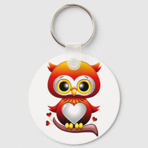 Baby Owl Love Heart Cartoon Sleutelhanger