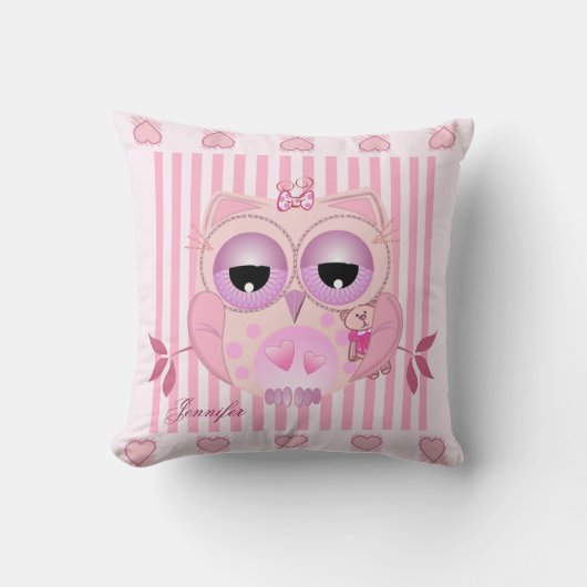 Baby Owl Pillow met naam Kussen (Voorkant)