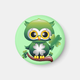 Baby Owl St Patrick Paddy Cartoon Magneet