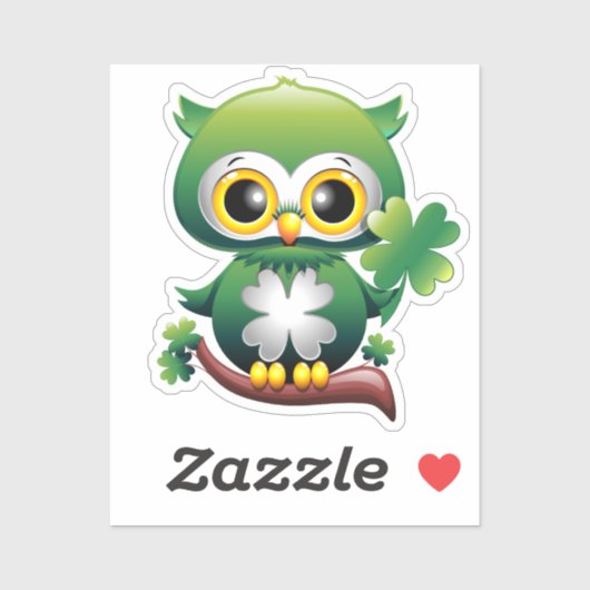 Baby Owl St Patrick Paddy Cartoon Sticker (Vel)
