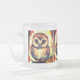 Baby Owl watercolor Illustration Matglas Koffiemok