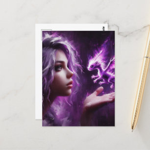 Baby Paarse Draak Briefkaart