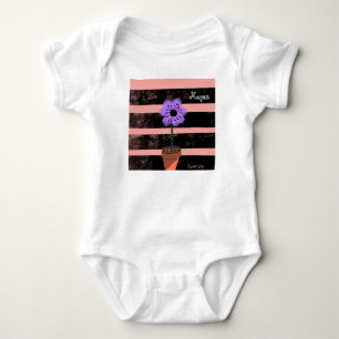 Baby Paarse Planten Strepen Zomer Romper