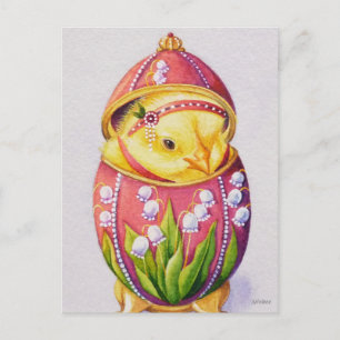 Baby Paasflapper Chick Pink Waterverf Art Briefkaart