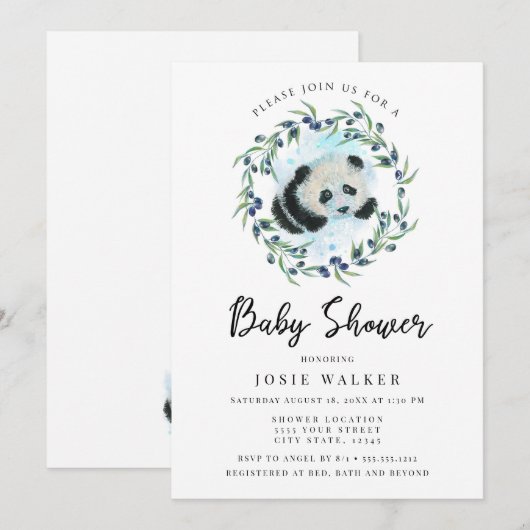 Baby Panda, Baby shower Kaart (Voorkant / Achterkant)