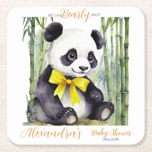 Baby Panda Baby shower Vierkante Kartonnen Onderzetter