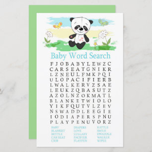 Baby panda Baby shower Word Search Game
