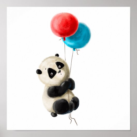 Baby Panda-ballondruk | Panda Waterverf Print (Voorkant)