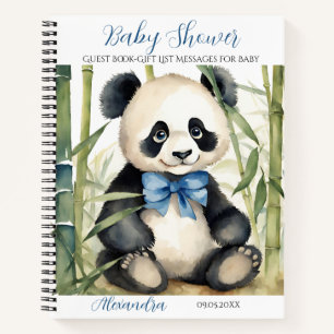 Baby Panda Beer Boy Baby shower Gast Geschenklijst Notitieboek