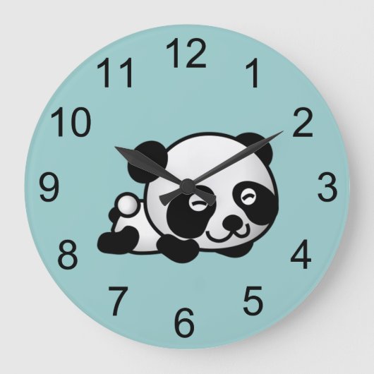 Baby Panda Beer Dierenwandklok Grote Klok (Voorkant)