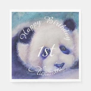 Baby Panda Beer Happy Birthday Servet