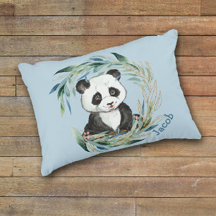 Baby Panda-Beer in Wreath Nursery Accent Pillow Kussen