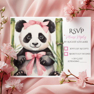 Baby Panda Beer Meisje Baby shower RSVP Kaartje