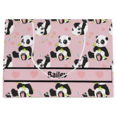 Baby Panda Beer Roze harten Aangepast Groot Cadeauzakje (Voorkant)