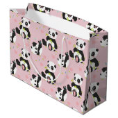 Baby Panda Beer Roze harten Aangepast Groot Cadeauzakje (Achterkant Gekanteld)