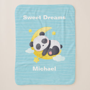 Baby Panda Beer Sweet Dreams gepersonaliseerd Sherpa Deken