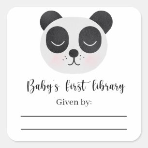 Baby Panda Beer - Uitnodigingsboeklegger voor baby Vierkante Sticker