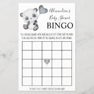 Baby Panda Bingo Baby Shower Spelkaart Flyer