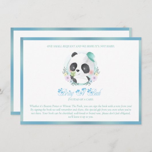 Baby Panda Blauwe Honkbalpet Informatiekaartje (Voorkant / Achterkant)