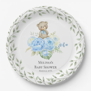 Baby Panda Blue Balloons Shower Papieren Borden Bordje