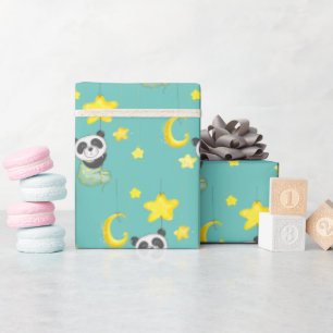 Baby Panda en Moon en Stars Cadeaupapier
