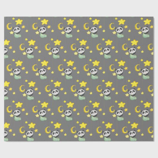 Baby Panda en sterren Cadeaupapier (Vlak)