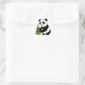 Baby panda met kerstboom ronde sticker (Tas)