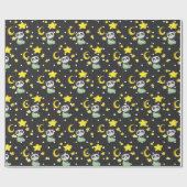 Baby Panda met Moon en Stars Cadeaupapier (Vlak)