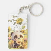Baby panda met zonnebloem acryl Sleutelhanger (achterkant)