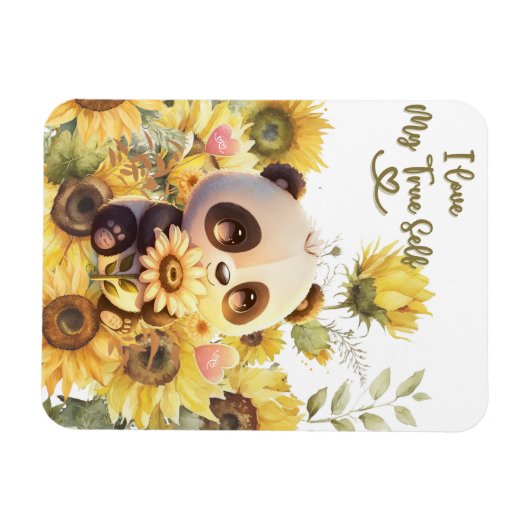 Baby panda met zonnebloem flexibele fotomagneet magneet (Horizontaal)