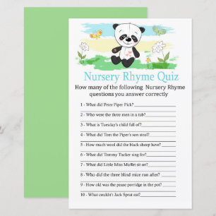 Baby panda Nursery Rhyme Quiz baby shower game