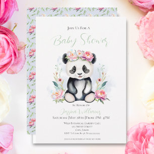 Baby Panda Pioenrozen Jungle Baby Shower Kaart