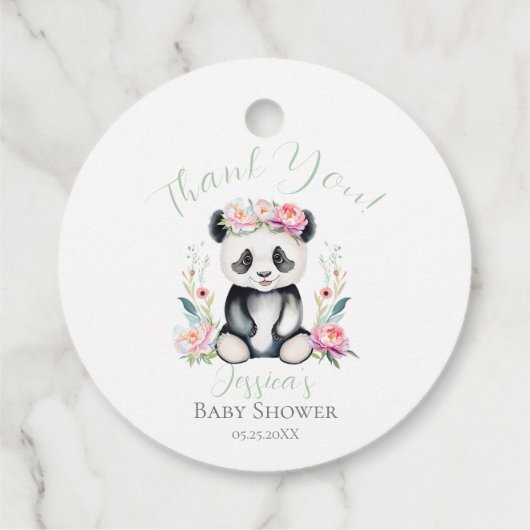 Baby Panda Pioenrozen Oerwoud Baby shower Dank u Bedankjes Labels (Achterkant)