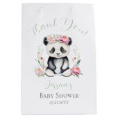 Baby Panda Pioenrozen Oerwoud Baby shower Dank u Medium Cadeauzakje (Voorkant)
