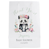 Baby Panda Pioenrozen Oerwoud Baby shower Dank u Medium Cadeauzakje (Achterkant)