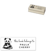 Baby Panda Reader Ex Libris Custom Stamp Rubberstempel (Gestempeld)