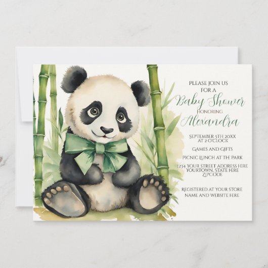 Baby Panda Unisex Barly Wachten Baby shower Kaart (Voorkant)