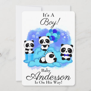 Baby Pandas Boy Baby shower Uitnodiging