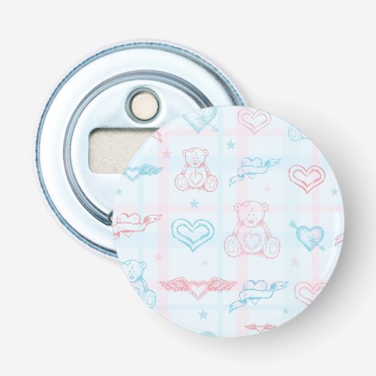 baby patroon met teddybeer button flesopener (Voorkant)